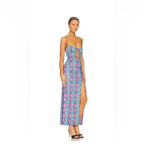 AFRM Bluma Maxi Dress in Blue Snake - Picture 2 of 5